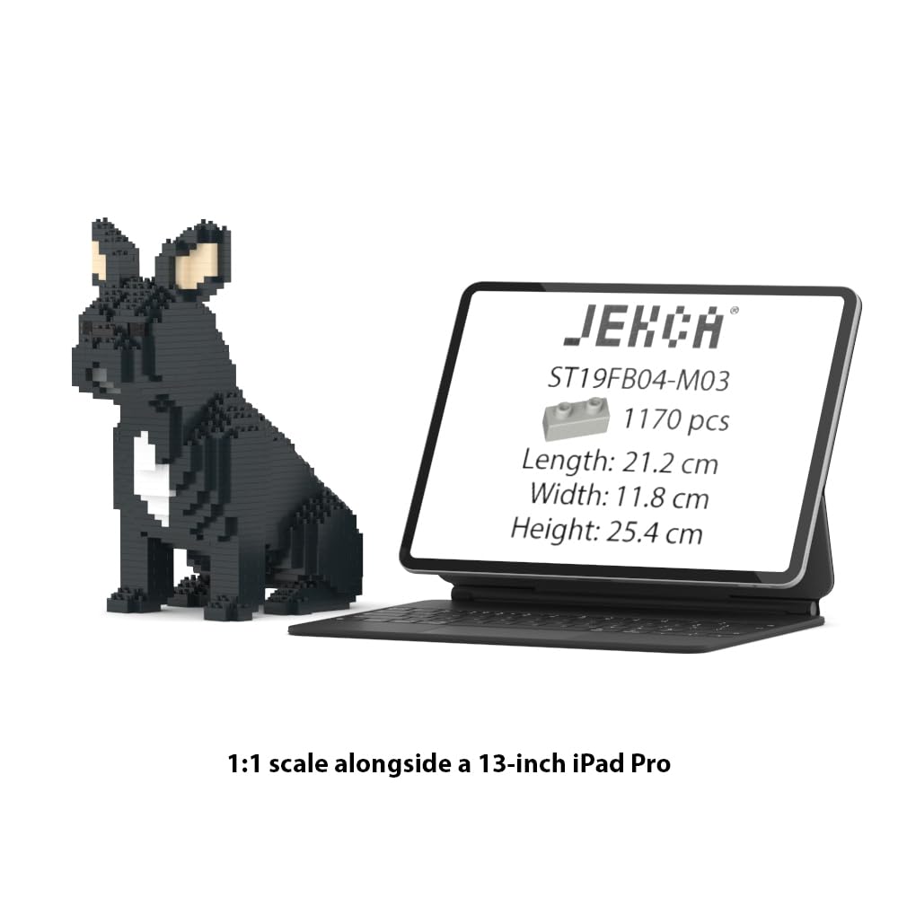 JEKCA French Bulldog Building Blocks - 1170+ Piece Plastic Model Kit For Ages 14+