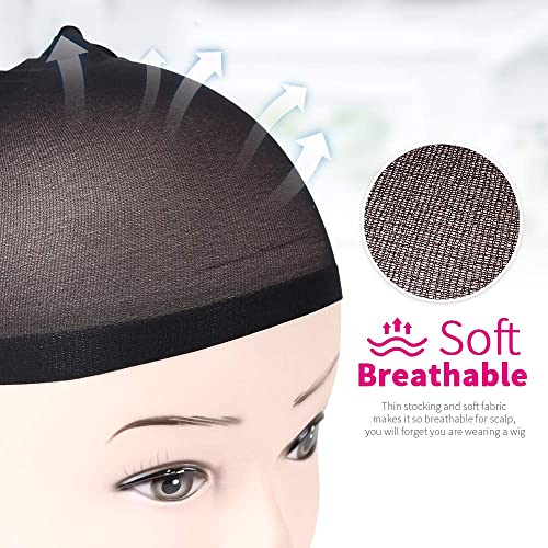 Stocking Wig Caps, DEPHNARSA 24pcs Stretchy Nylon Wig Caps Stocking Caps For Wigs Wig Caps For Women Man (Black) - Image 4
