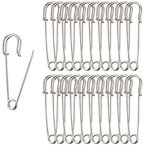 30Pieces Safety Pins Strong Metal Blanket Pins, for Jewelry Crafts,Sliver (30mm, 40mm and 50mm Cover