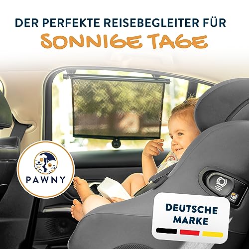 PAWNY Sonnenrollo Auto, Rollfunktion mit Flexibler Größeneinstellung und UV-Schutz (2er-Set), Sonnenschutz Auto Baby bis zu 40 x 60cm, Zubehör für Babys & Kinder