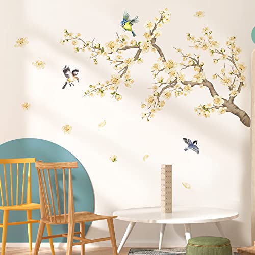 Vinilos decorativos flores y aves para pared miniatura 3