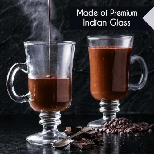Image of Mivana 250 ML Glass Coffee Mug Set, with Convenient Handle, Tea Glasses for Hot /Cold Beverages, Thermal Shock Resistant, Tempered Glass, Mugs for Cappuccino Pack of 2 (PN - 02, 2 Count (Pack of 1))