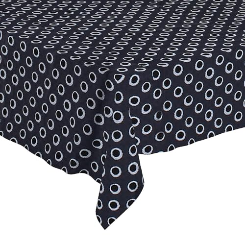 Image of PVC 4-6 Seater Square Center Dining Table Cover | Waterproof, Self Design (54 inch x 54 inch, Black)