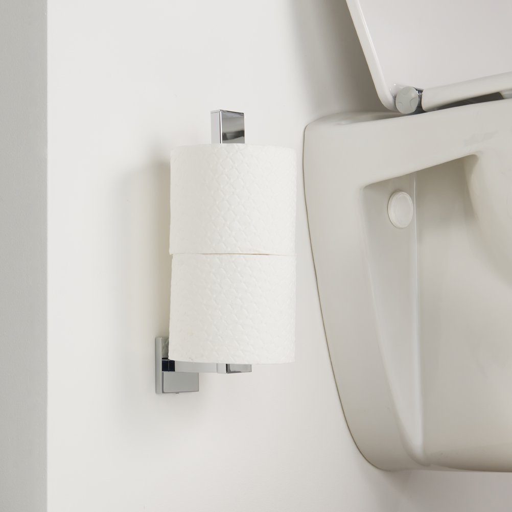 Tiger Porte-Rouleaux Papier Toilette Réserve à Poser - Acier Inoxydable Brossé, Capacité 4 Rouleaux, 13.4 X 13.4 X 42.9 Cm