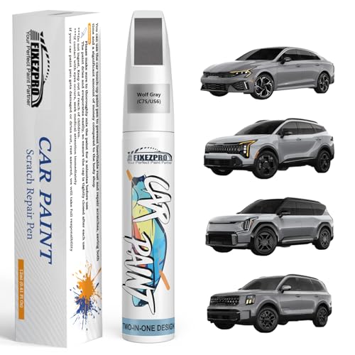 Image of Wolf Gray Touch Up Paint for Kia, Exact Color Match Car Paint Scratch Repair Pen Kit Quick & Easy Fix Vehicle Chips and Nicks Scuff