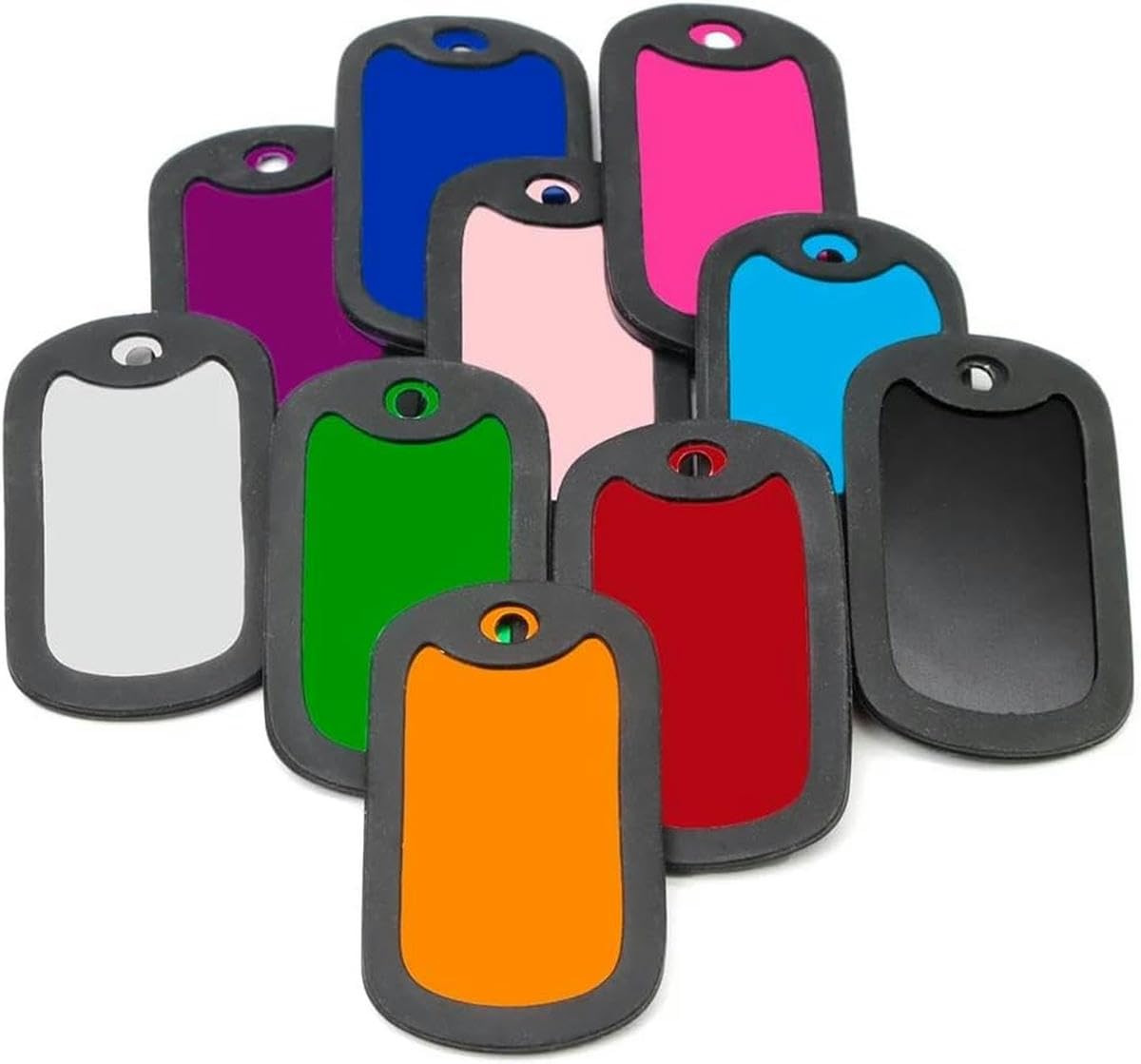 Lot de 100 médailles d'identification vierges en aluminium pour chien avec plaque signalétique en caoutchouc pour animal de compagnie, gravées sur mesure, pour chat et chien, anti-perte, pendentif, a
