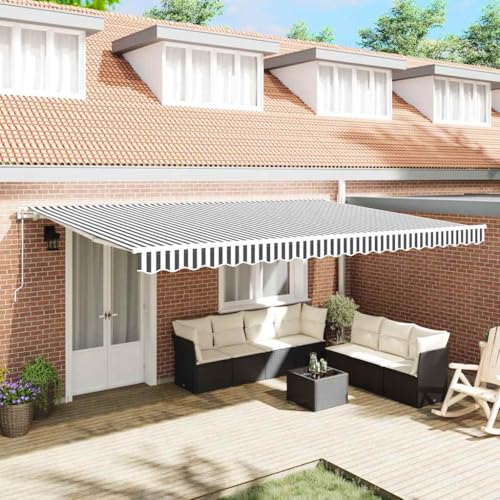 Festnight Store banne Motorisé 5X 3m Store Banne Aluminium avec télécommande Auvent de Terrasse Rétractable aux UV/Vent/Eau pour Patio Balcon-Anthracite et...