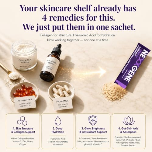 Image of Super Glow | Skin Radiance Drink Mix | 5000mg Hydrolyzed Marine Collagen Peptides Type I & III, +14 Active Ingredients | Astaxanthin, Hyaluronic Acid, Resveratrol, 5 Billion CFUs Probiotics | Alphonso Mango Flavour | 14 Sachets | 2 Weeks Supply