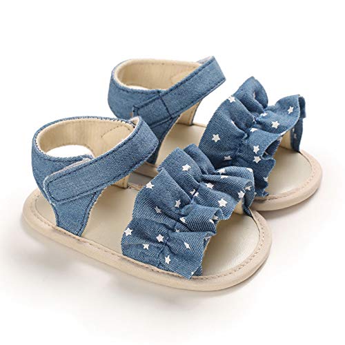 Girls Toddler Rubber Walking Boys Shoes First Non-Slip Baby Kids Sandals Star Baby Shoes Sandal Boys (Light blue, 0-6 Months)2