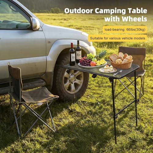 ilkqeppe Folding Table Mesa de Camping Plegable de Hierro Negra Rectangular 40 x 19 x 32 pulgadas miniatura 4