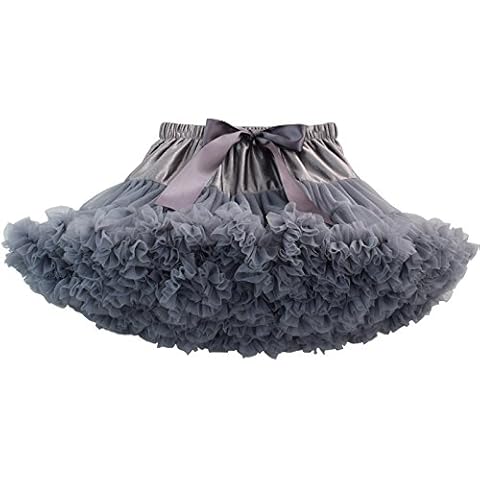 Extra Fluffy Tutu Skirt Birthday Ballet Dance Performance Disco Party Multi Layers Newborn to Teenage (Dark Grey, 130-140CM / 8-10Y) Cover