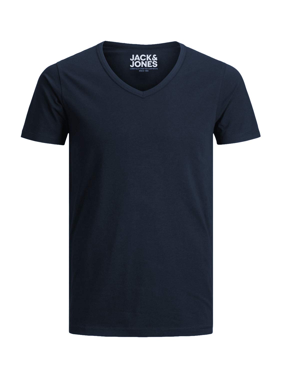 Jack and Jones - Maglietta da uomo basic con scollo a V, confezione da 3, tinta unita, slim fit, in bianco, nero, blu, grigio