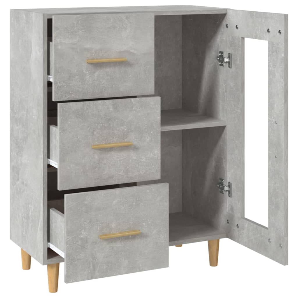 Credenza Grigio Cemento 69,5x34x90 cm con Anta in Vetro