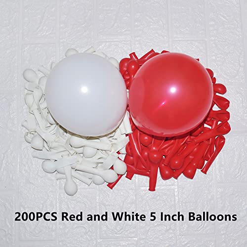 Image of 200 Pcs Red and White 5 Inch Balloons Matte Thicken Latex Small Balloon for Wedding Birthday Graduation Baby Shower Christmas Valentine's Day Party Decorations