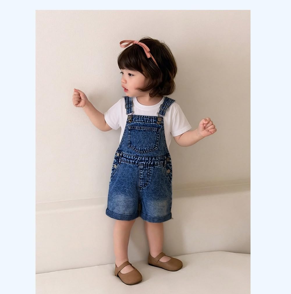 KIDSCOOL SPACE Boys & Girls Denim Overalls Shorts – Adjustable Summer Outfit for 5-9 Years