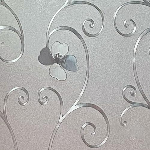 Niviy Window Privacy Film Frosted Window Glass Film No Glue Door Window Covering for Office and Home Decoration, 17.7 x 78.7 inches, Flower