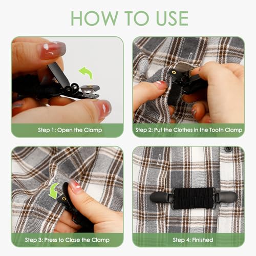 Image of 3PCS Dress Back Cinch - Adjustable Elastic Shawl Clips, Scarf & Cardigan Collar Clips for Tightening Dress, Sweaters, Shawls, Black