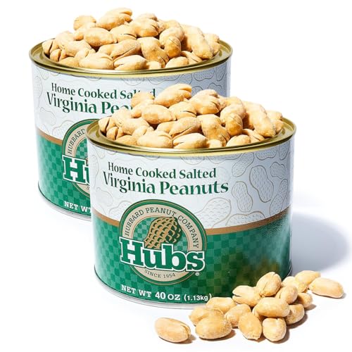 Hubs Peanuts Premium Salted Virginia Nuts, Non-GMO, Gluten Free Healthy Snacks - Irresistible Crunch &amp; Flavored Peanuts - Made from Premium Ingredients - Vacuum-Sealed Tin - 2 Packs of 40 oz Cans