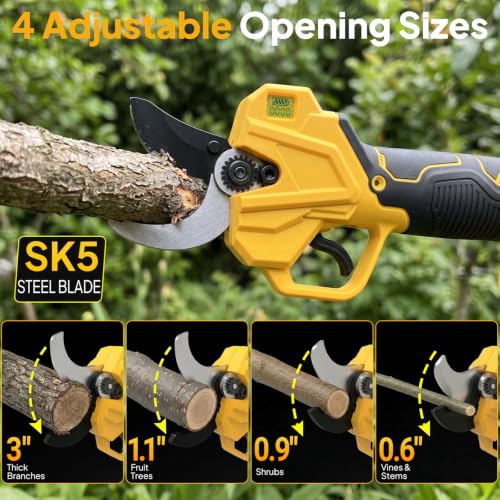 Image of 4-Mode Electric Pruning Shears, Max 3 inch Jaw Opening Cordless Power Pruner
