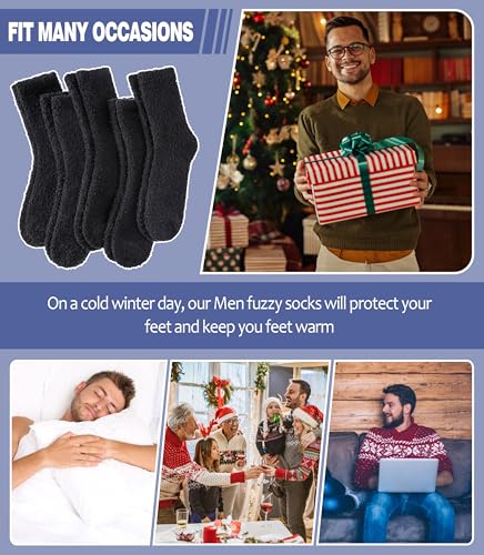 Image of MQELONG Fuzzy Socks for Men & Women Cozy Fluffy Winter Warm Slipper Socks
