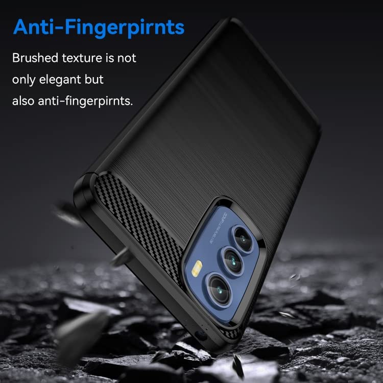 Image of NPRC Hybrid Ultra Slim Protective Case TPU Non-Slip Carbon Fiber Texture Shockproof Case Cover for Moto Edge 30 - Black