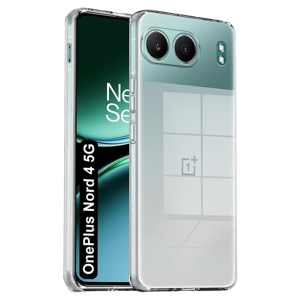 Image of Fashionury Crystal Clear Case for OnePlus Nord 4 5G | Yellowing Resistance | Transparent TPU Silicone | Raised Camera Lips | Slim Transparent Cover