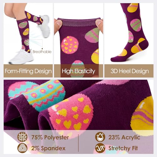 Image of American Trends Women's Knee High Socks, Novelty Holiday Printed Tall Tube Socks, Casual & Party Athletic Sports Stockings