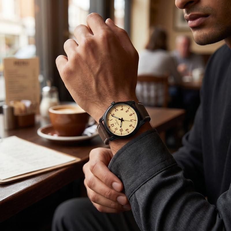 Image of Walrus Wristwatch Men Analog - Vegan Leather Strap, Alloy Case, Professional & Casual Use