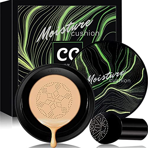 Air Cushion CC Cream Mushroom Head Foundation，Moisturizing Concealer BB Cream, Mushroom Head Air Cushion CC Cream Beauty Moisturizing Concealer Air Cushion, Oil Control, Long Lasting(04# Beige Color)