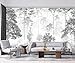 YQWDMX - Grey Jungle Tropical Plants Wallpaper for Living Room Sofa Background Wall Decor (Not Peel and Stick)