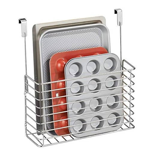 mDesign mensola per cucina – mensola piccola per cucina per tavolette in legno e taglieri – ripiano per cucina in metallo cromato