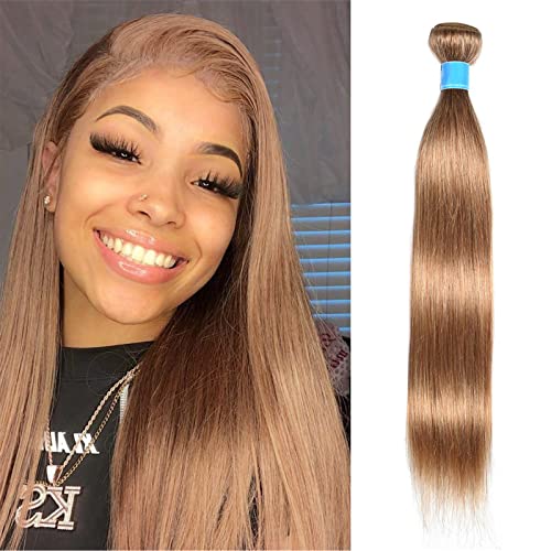 Honey Blonde Remy Hair Bundles Straight Brazilian Color 27 Hair Weave Human Hair Extension 100% Virgin Human Hair Weave (14 Inch)