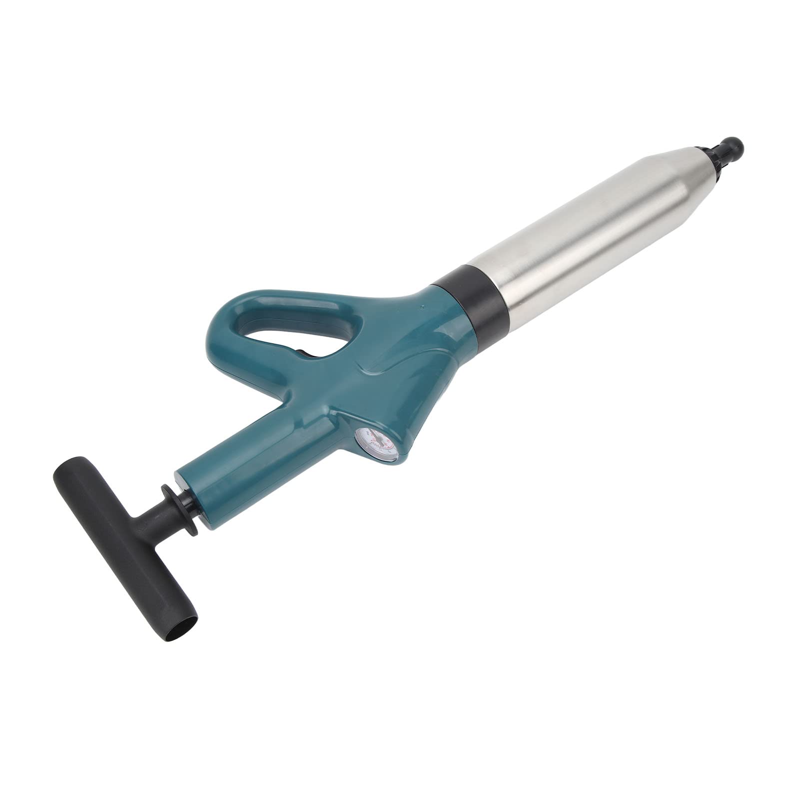 Abflussblaster, Luftkompressions-Hochdruck-Toilettenkolben, Manueller Abflussentsperrer aus Edelstahl mit Luftdruckanzeige für Waschbecken, Toiletten, Badezimmer, Dusche, Küche