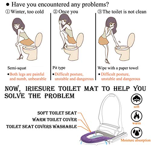 Iriesure 3PCS Plüsch WC Sitzbezüge, WC Sitzkissen Pad Bad Weich Warm Waschbar Wc Sitzbezug Kissen (Zufällige Farben Und Stile) – Bild 4