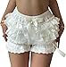 Women Ruffle Shorts Y2k Lace Trim Cute Lolita Bloomer White M