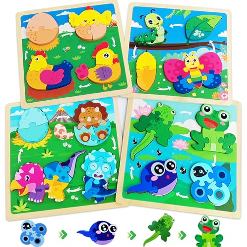 Baby Toy - Puzzle de madera para niños pequeños 1-4, 23 x 23 cm J...