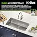 KRAUS Dex 33-inch Undermount 16 Gauge Stainless Steel Single Bowl Kitchen Sink, KA1US33B