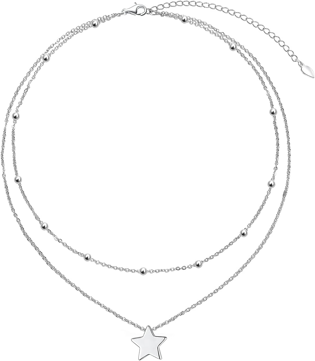 YinShan Layered Choker Necklace 925 Sterling Silver Star Moon Clavicle Jewelry Adjustable Lariat Necklaces for Women Girls Birthday Valentine's Day Gifts