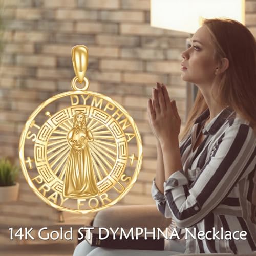 KECHO 14K Real Gold Patron Saint Necklace Religious Protection Pendant 14K Solid Gold Jewelry Gifts for Men Women4