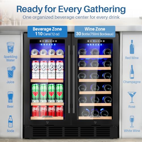 Image of 30 Inch Wine and Beverage Refrigerator Dual Zone Wine Fridge
