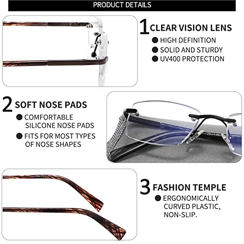 Jjwell 3 Pack Reading Glasses For Men Blue Light Blocking thumb #3