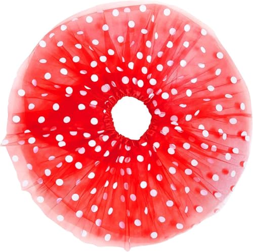 iZoeL Damen Maus Mouse Kostüm Rot Tutu mit weiß Gepunktet + Haarreifen mit Maus Ohren + Handschuhe + Nase für Fasching Karneval Motto Cosplay Party