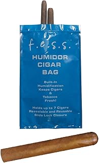1 Pack FESS Products Travel Pouch Cigar Bag Pressl and lock Humidor Humidifier, blue