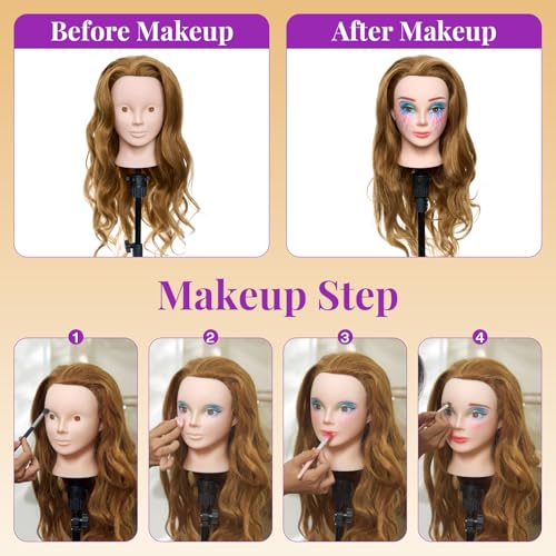 2834 mannequin head human hair 80 real hair mannequin head for makeup practice cosmetology manikin doll head for hair styling hairdressing training head for braiding 27