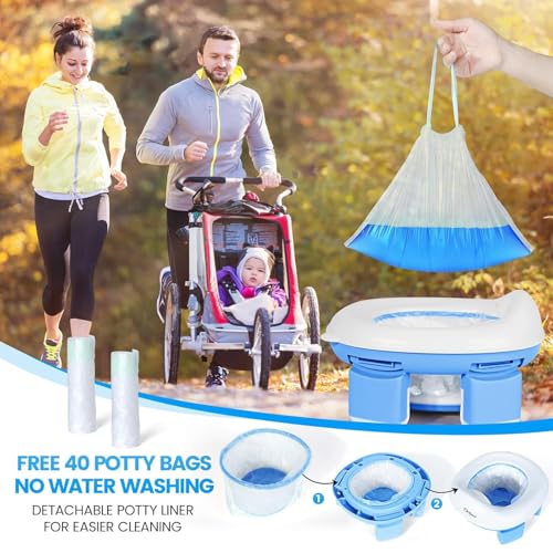 Image of Zollyss Potty Training Seat for Boys And Girls, Fits Round & Oval Toilets, Non-Slip with Splash Guard, Includes Free Storage Hook (Blue Foldable)