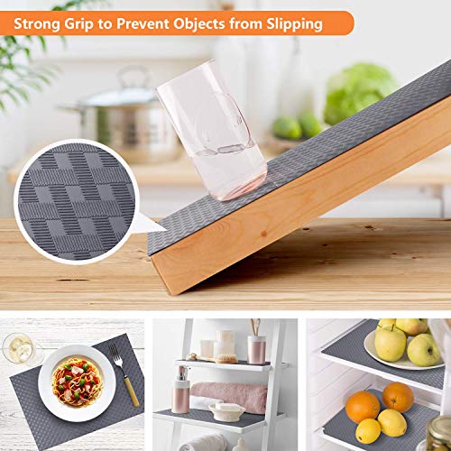 Stahom UK-XGW-30150-GRAY Shelf Liners For Kitchen Cabinets Refrigerator Liners Waterproof & Oil-Proof Kitchen Cupboard Liner Plastic Drawer Mats Eva Material Non Adhesive Fridge Liner thumb #3