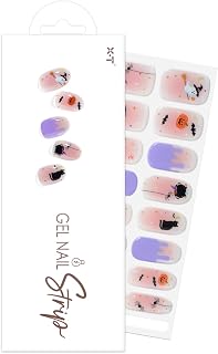 XT Halloween Semi Cured Gel Nail Strips Black Cat Cute Pumpkin Purple Nail Sticker Work with UV Light (Witch Ghost Q069)