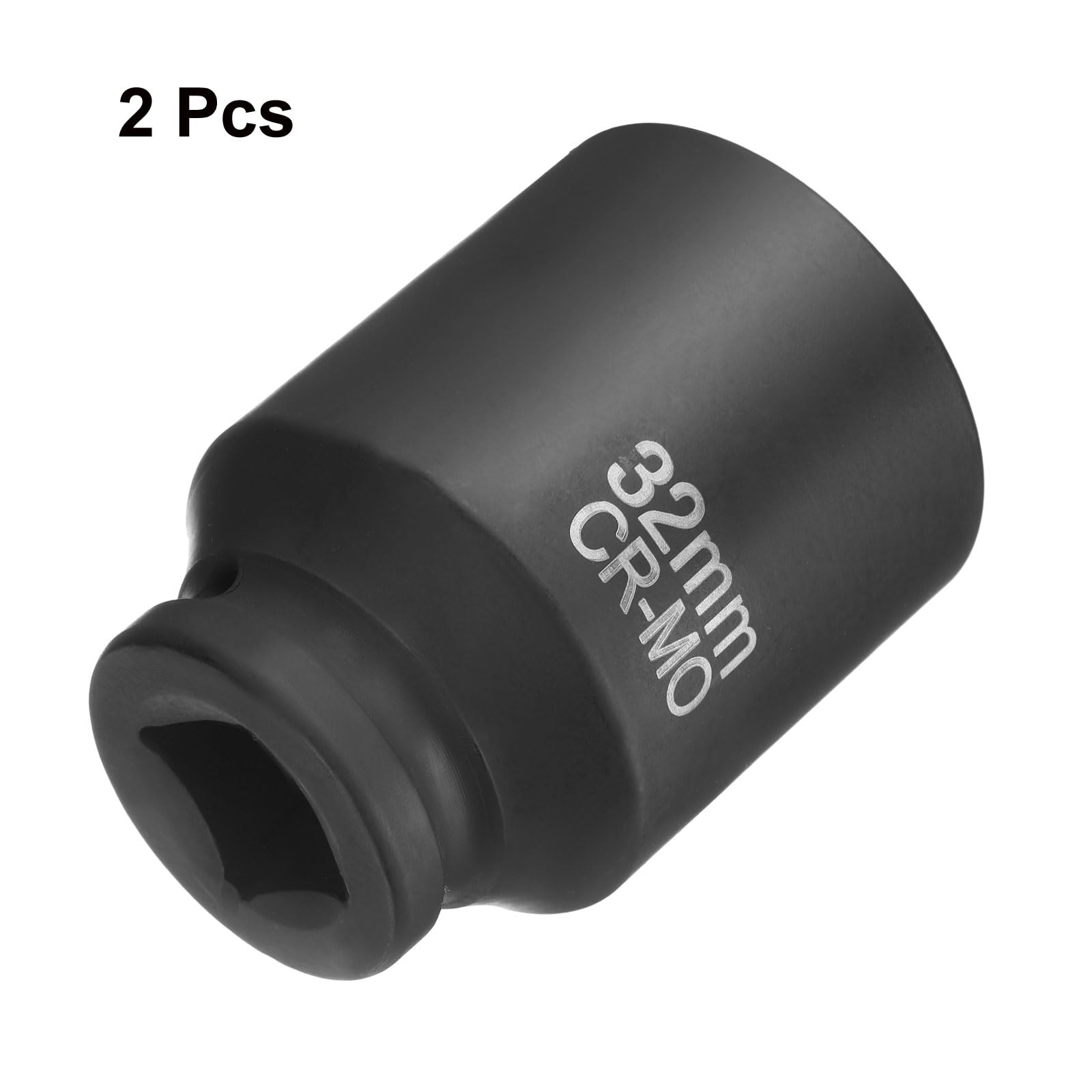 sourcing map Lot de 2 douilles carrées à 4 points 3/4" 32 mm - Douille à choc carrée CR-MO noircissement standard manchon de roue pneumatique outil pour réparation automobile, entretien mécanique et