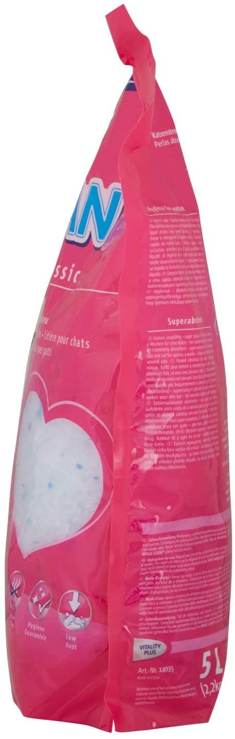 GIGLIO NERO Vitakraft Magic Clean - Lechera de sílice para gatos duradera más que el normal antiolores y antibacteriana, 5 L, 2,2 kg (3 x 5 L)