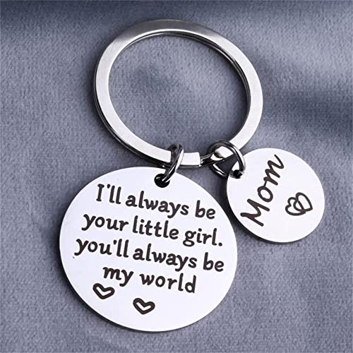 Mother's Day Gift, I'll Always Be Your Little Girl, You Will Always Be My World Keychain, Birthday KeyRing Best Mom Key Chain4